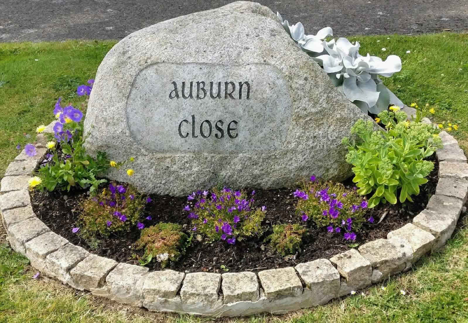 Auburn Close name stone 2019